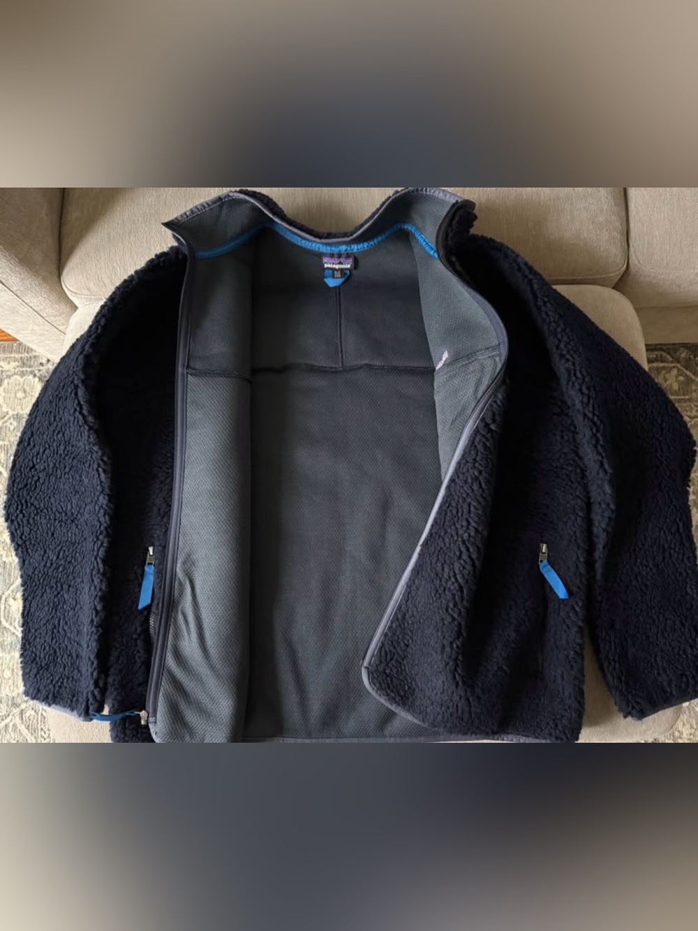 Patagonia Natural Blend Retro Cardigan Pitch Blue Fleece Jacket XL